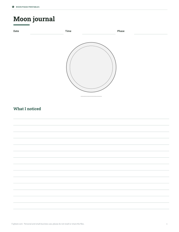 Preview of Printable Moon Journal Page